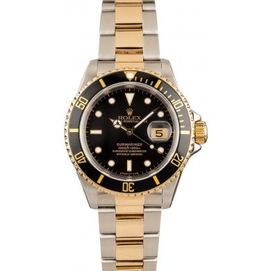 Copy Rolex Submariner Steel & Gold Black Face 16613 JW2503