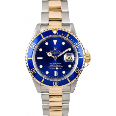 Fashion Copy Rolex Submariner Two-Tone Blue Face 16613 JW2509