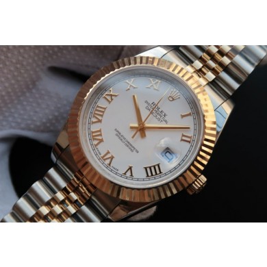 Fashion Fake Rolex Date Just II 41mm White Dial Roman Marker Bracelet Rolex WJ00848