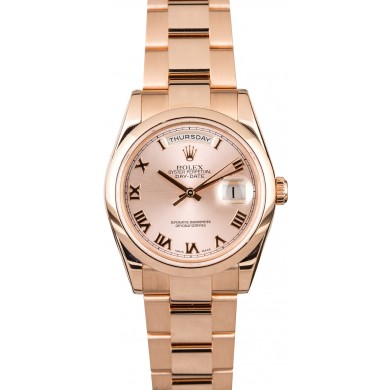 Imitation Rolex Day-Date 118205 Everose Gold Oyster JW1990