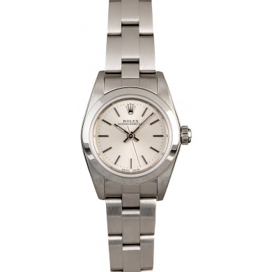 Imitation Rolex Lady Oyster Perpetual 76080 Silver Index Dial JW0577