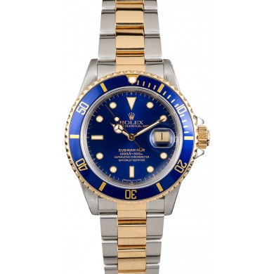 Imitation Rolex Two-Tone Submariner 16803 Blue JW2531