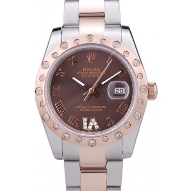 Quality Rolex Datejust Diamond Bezel Brown Dial 7465