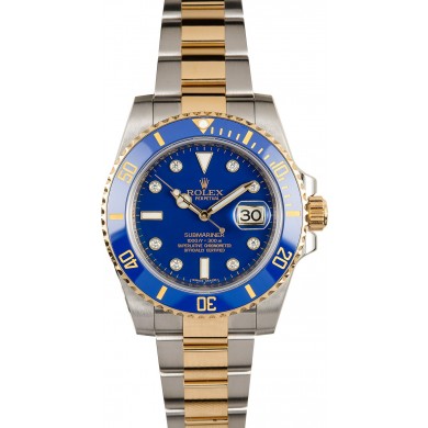 Replica AAAAA Rolex Submariner Blue 116613 Diamond Dial JW2482