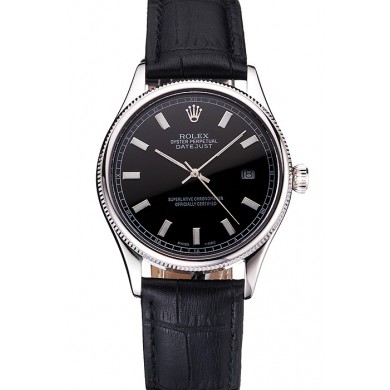 Replica Swiss Rolex Datejust Black Dial Stainless Steel Case And Bracelet