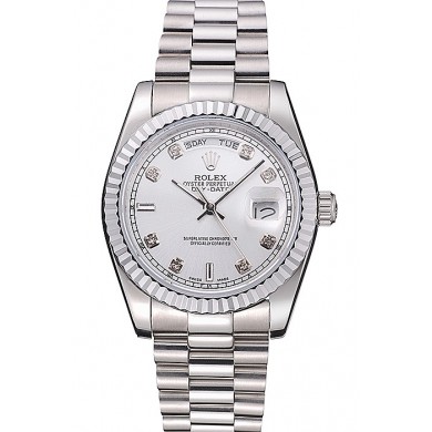 Rolex Day-Date Polished Stainless Steel Silver Dial