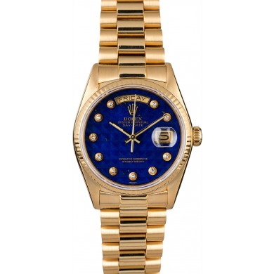 Rolex Presidential 18038 Blue Lapis Pyramid Diamond Dial JW2336