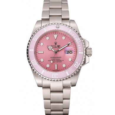 Rolex Submariner Pink Dial Pink Bezel Stainless Steel Bracelet 1453865