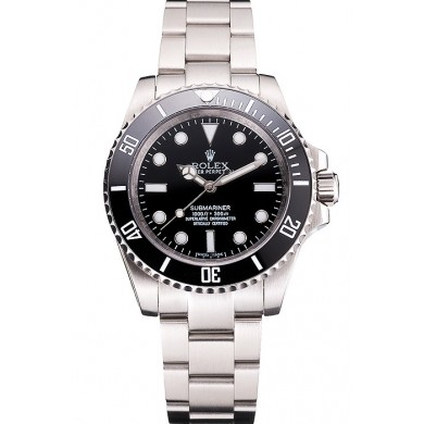 Swiss Rolex Submariner No Date Black Dial And Bezel Stainless Steel Case And Bracelet