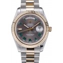 Fashion Rolex DayDate Grey Dial Dual Colored Stainless Steel Strap 41981