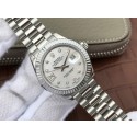 Hot Imitation Rolex DateJust 28mm Fluted Bezel White Dial Diamonds Rome Markers Bracelet WJ00042