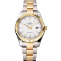 Imitation Swiss Rolex Datejust White Dial Stainless Steel Case Two Tone Gold Bracelet