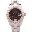 Imitation Top Rolex Datejust Diamonds Rose Gold Polished Bezel Brown Dial 7475