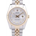 Rolex Datejust Silver Dial Diamonds Ribbed Bezel 7454