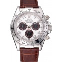 Rolex Daytona Stainless Steel Case White Dial Brown Leather Strap