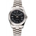 Swiss Rolex Datejust Black Dial Roman Numerals Stainless Steel Case And Bracelet