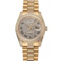 Swiss Rolex Day-Date Diamond Pave Dial Gold Diamond Bracelet 1453956