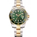 Swiss Rolex Submariner Green Dial And Bezel Two Tone Steel Gold Bracelet