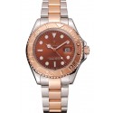 Swiss Rolex Yacht Master Rose Gold Dial Two Tone Stainless Steel Bracelet 1453979