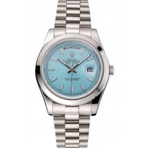 Copy Swiss Rolex Day Date 40 Platinum Ice Blue Dial Stainless Steel Case And Bracelet