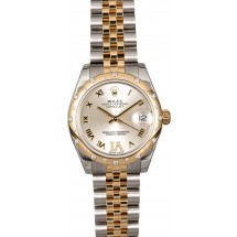 Fashion Mid-Size Rolex Datejust 178343SRDJ Diamond Bezel JW0384