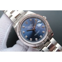 Imitation Designer Rolex DateJust 41mm 116334 Blue Dial Diamonds Markers Bracelet WJ00240