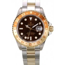 Knockoff Rolex GMT Master II Gold Colored Ceramic Bezel Brown Dial Tachymeter