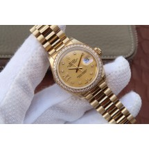 Rolex DateJust 31mm Diamonds Bezel/Markers Gold Dial Bracelet WJ01261