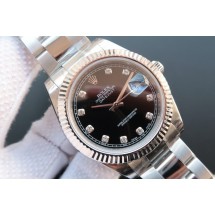 Rolex DateJust 41mm 116334 Fluted Bezel Black Dial Diamonds Markers Bracelet WJ00155
