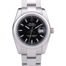 Rolex Datejust Polished Silver Bezel Black Dial 7467