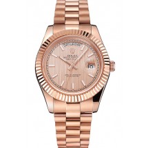 Swiss Rolex Day Date 40 Rose Gold Etched Dial Rose Gold Case And Bracelet