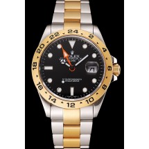 Swiss Rolex Explorer II Black Dial Gold Bezel Two Tone Bracelet 1453752