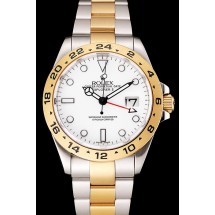 Swiss Rolex Explorer II White Dial Gold Bezel Two Tone Bracelet 1453753