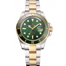 Swiss Rolex Submariner Green Dial And Bezel Two Tone Steel Gold Bracelet