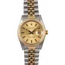 Two Tone Rolex Date 15053 Champagne Index Dial JW2811