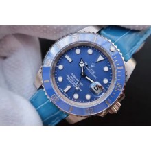 AAA Rolex Submariner 116619 Blue Ceramic V7 Leather Strap WJ01344