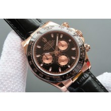 AAAAA Replica Rolex Daytona 116515 Black/RG Dial Black Leather Strap Rolex WJ00476