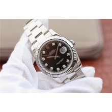 AAAAA Rolex DateJust 41mm 126334 Fluted Bezel Black Dial Diamonds Markers Jubilee Bracelet Rolex WJ00180