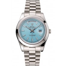 Copy Swiss Rolex Day Date 40 Platinum Ice Blue Dial Stainless Steel Case And Bracelet