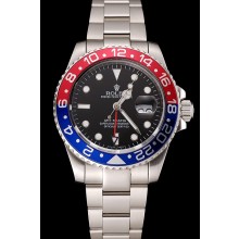 Knockoff Swiss Rolex GMT Master II Black Dial Pepsi Bezel Stainless Steel Case And Bracelet 1453751