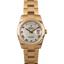 Rolex Day-Date 118208 Yellow Gold Oyster MOP Dial JW1996