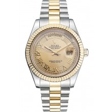 Rolex Day-Date Two Tone Stainless Steel 18k Gold Plated Gold Dial