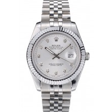 Rolex Swiss DateJust Stainless Steel Ribbed Bezel Silver Dial 41996