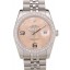 AAA Imitation Rolex DateJust Brushed Stainless Steel Case Orange Flowers Dial Diamonds Plated