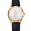 Fake Swiss Rolex Cellini White Dial Gold Case Black Leather Strap