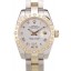 Imitation Rolex DateJust Brushed Stainless Steel Case White Dial Diamond Plated