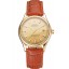Imitation Swiss Rolex Datejust Gold Dial Gold Case Light Brown Leather Strap