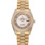 Imitation Swiss Rolex Day-Date Diamond Pave White Dial Gold Diamond Bracelet 1453958