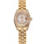 Imitation Swiss Rolex DayJust Diamond Pave White Dial Gold Diamond Bracelet 1453957