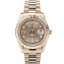 Knockoff Rolex Swiss DayDate Gold Stainless Steel Ribbed Bezel Gold Dial 41997